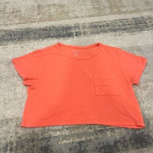 American Eagle Outfitters Bright Coral Crop Top